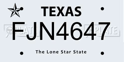 FJN4647 Texas License Plate