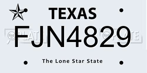 FJN4829 Texas License Plate