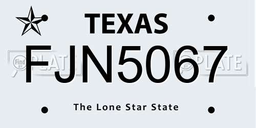 FJN5067 Texas License Plate