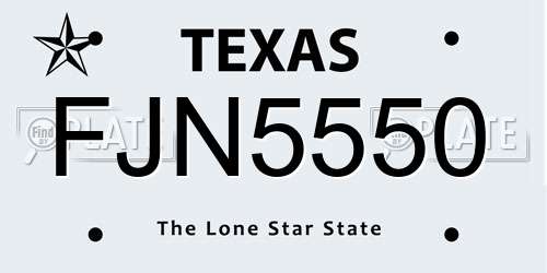 FJN5550 Texas License Plate