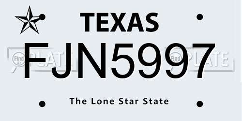 FJN5997 Texas License Plate