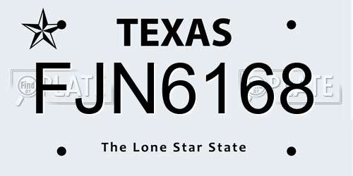 FJN6168 Texas License Plate