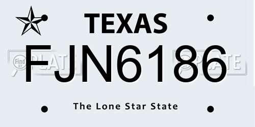 FJN6186 Texas License Plate