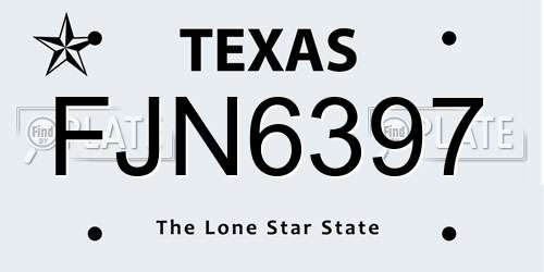 FJN6397 Texas License Plate