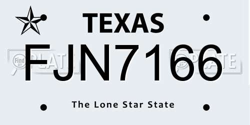 FJN7166 Texas License Plate