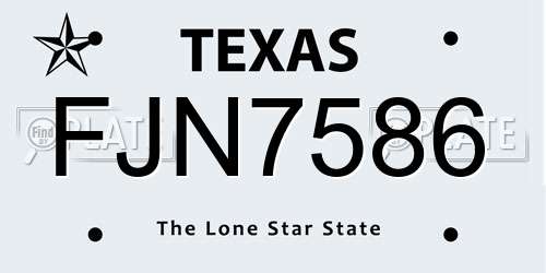 FJN7586 Texas License Plate