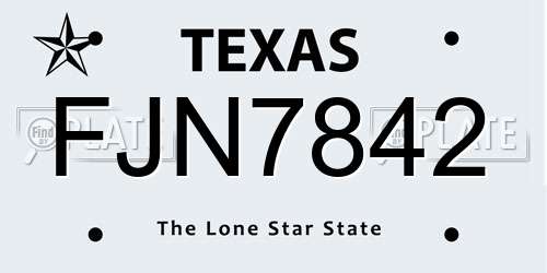 FJN7842 Texas License Plate