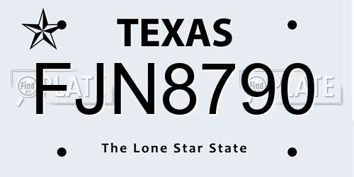 FJN8790 Texas License Plate