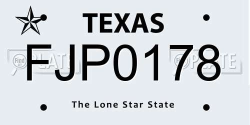 FJP0178 Texas License Plate