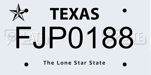 FJP0188 Texas License Plate