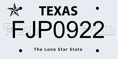 FJP0922 Texas License Plate
