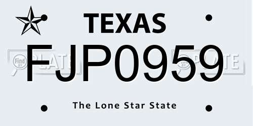 FJP0959 Texas License Plate