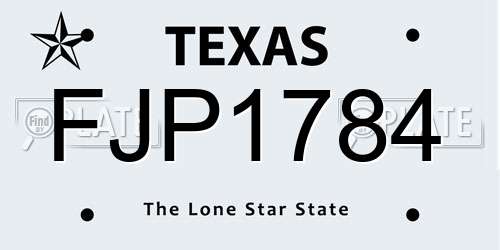 FJP1784 Texas License Plate