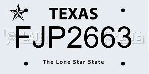 FJP2663 Texas License Plate