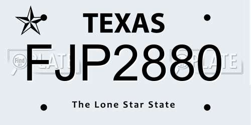 FJP2880 Texas License Plate
