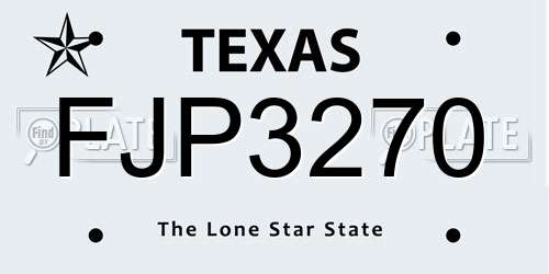 FJP3270 Texas License Plate