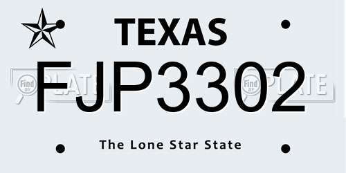 FJP3302 Texas License Plate