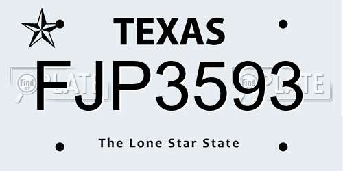 FJP3593 Texas License Plate