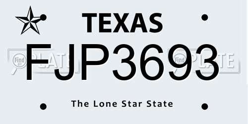 FJP3693 Texas License Plate
