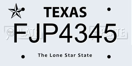 FJP4345 Texas License Plate