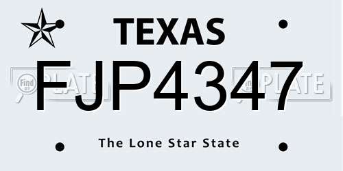 FJP4347 Texas License Plate
