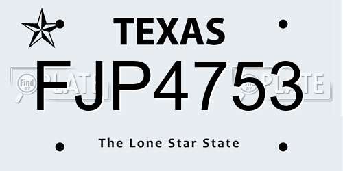 FJP4753 Texas License Plate