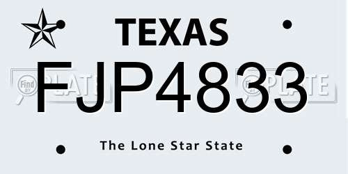 FJP4833 Texas License Plate