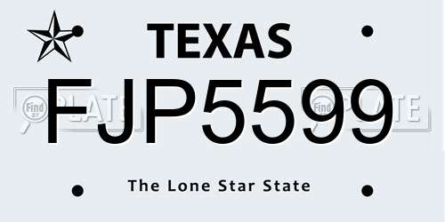 FJP5599 Texas License Plate
