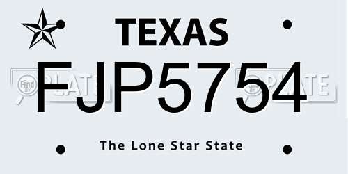 FJP5754 Texas License Plate