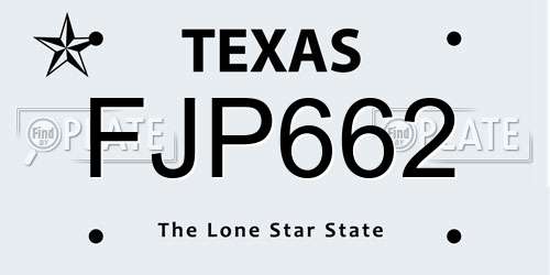 FJP662 Texas License Plate