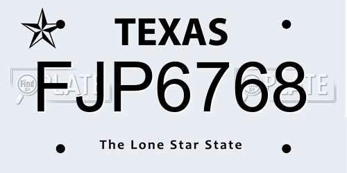 FJP6768 Texas License Plate