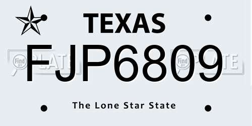 FJP6809 Texas License Plate