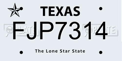 FJP7314 Texas License Plate