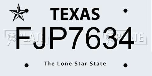 FJP7634 Texas License Plate