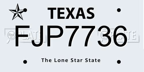 FJP7736 Texas License Plate
