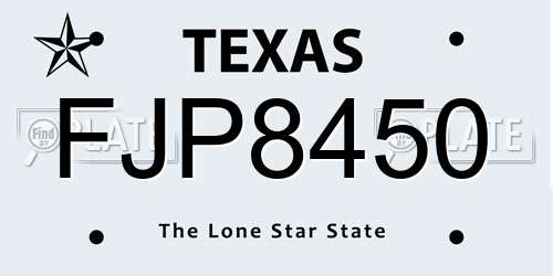 FJP8450 Texas License Plate