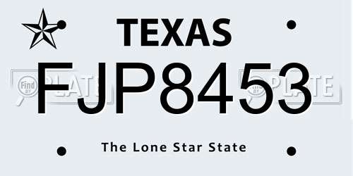 FJP8453 Texas License Plate
