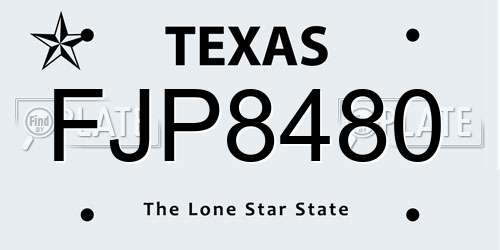 FJP8480 Texas License Plate