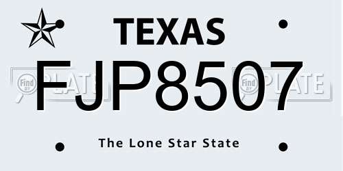 FJP8507 Texas License Plate
