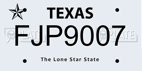 FJP9007 Texas License Plate