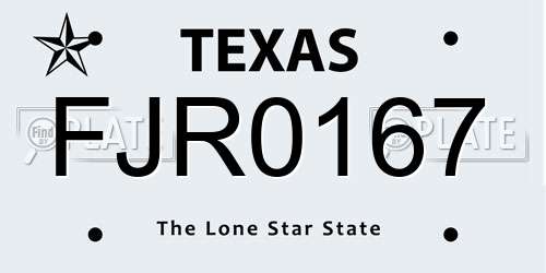 FJR0167 Texas License Plate