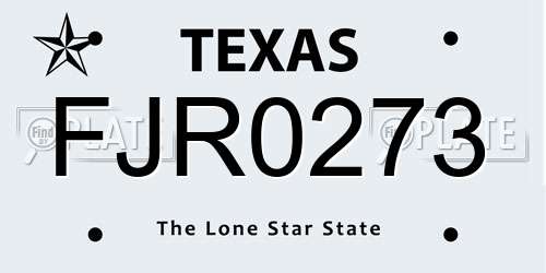 FJR0273 Texas License Plate