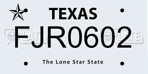FJR0602 Texas License Plate