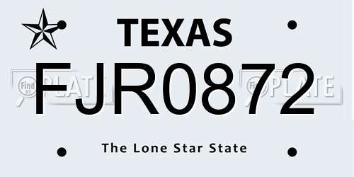 FJR0872 Texas License Plate