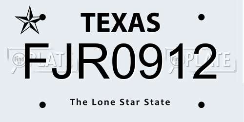 FJR0912 Texas License Plate