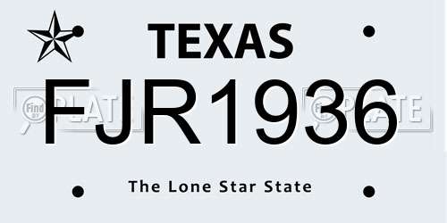 FJR1936 Texas License Plate