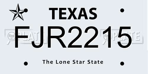 FJR2215 Texas License Plate