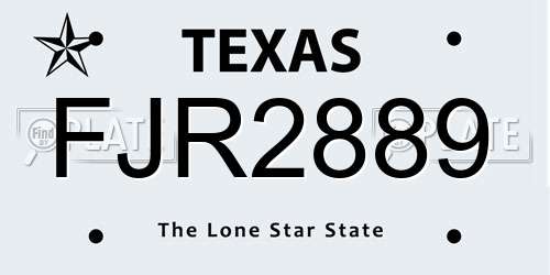 FJR2889 Texas License Plate
