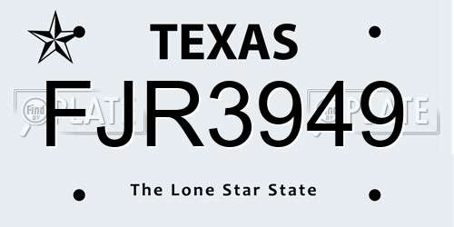 FJR3949 Texas License Plate