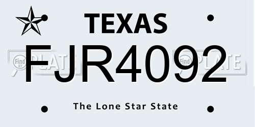 FJR4092 Texas License Plate